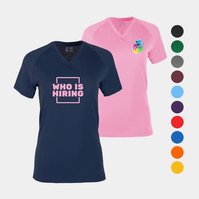 Varsity Women's V-Neck Tee with Raglan Sleeves